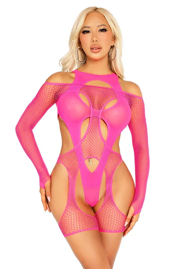 Body string résille rose par Leg Avenue