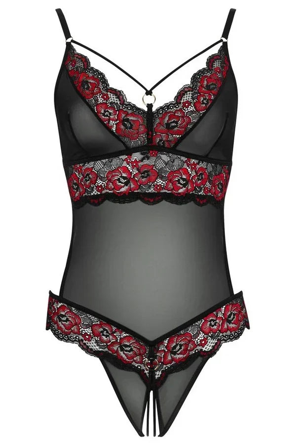 Body string floral fendu par Cottelli lingerie