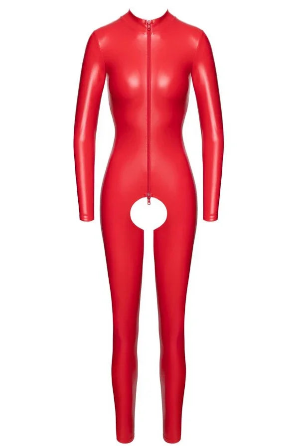 Combinaison wetlook rouge Ligne Privée par Noir Handmade