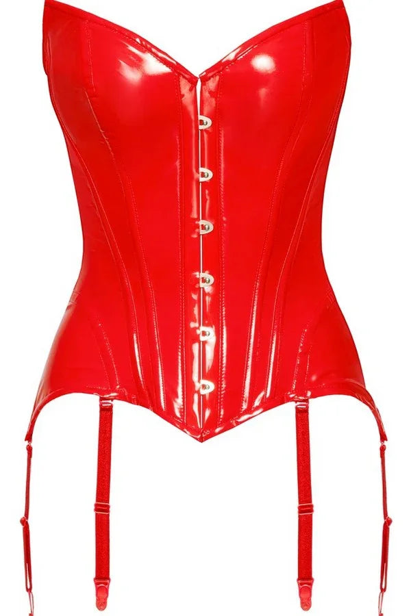 Corset vinyle rouge par Black Level
