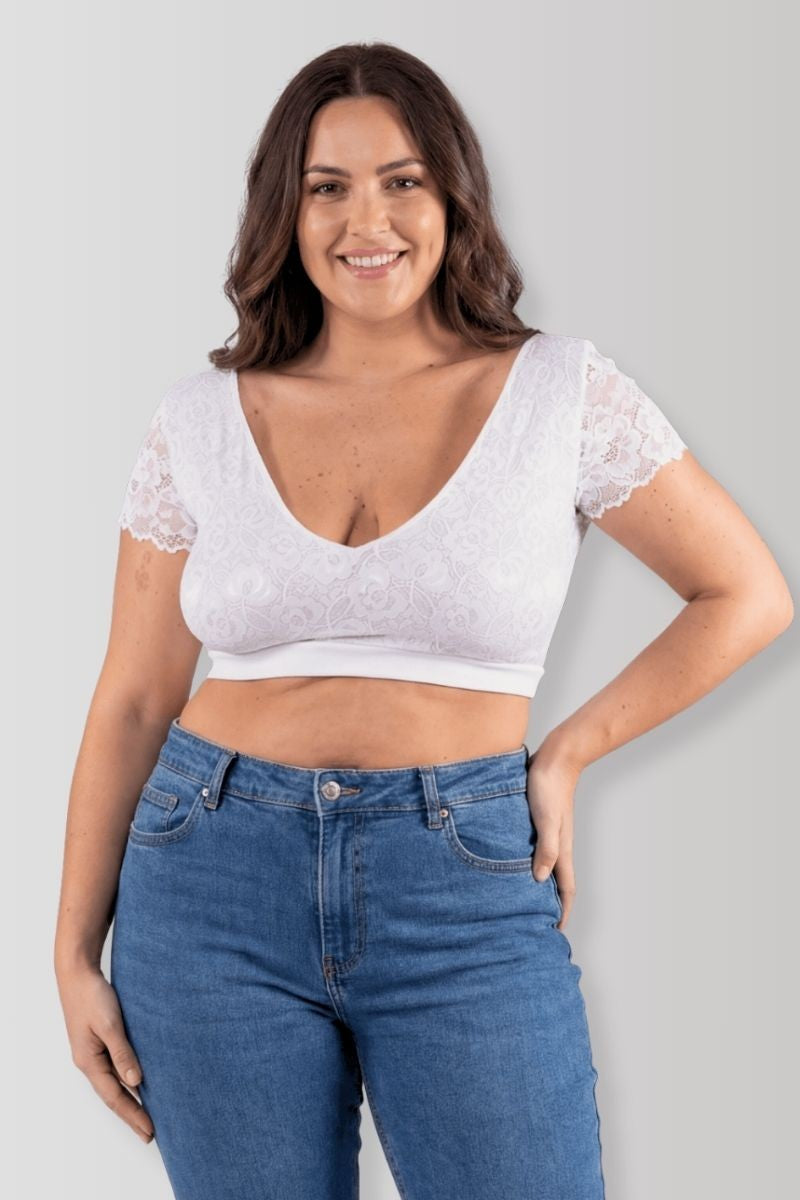 Weißes wendbares Crop-Top