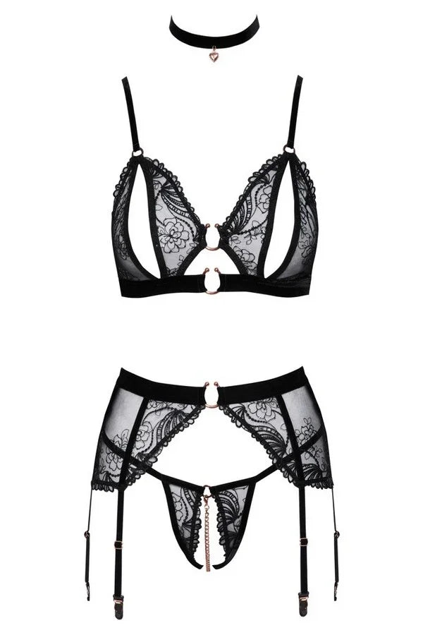 3 pièces jarretelles par Abierta Fina