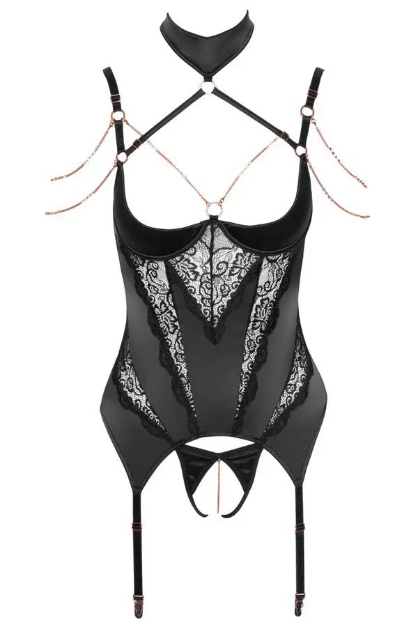 Guêpière ouverte noire par Abierta Fina