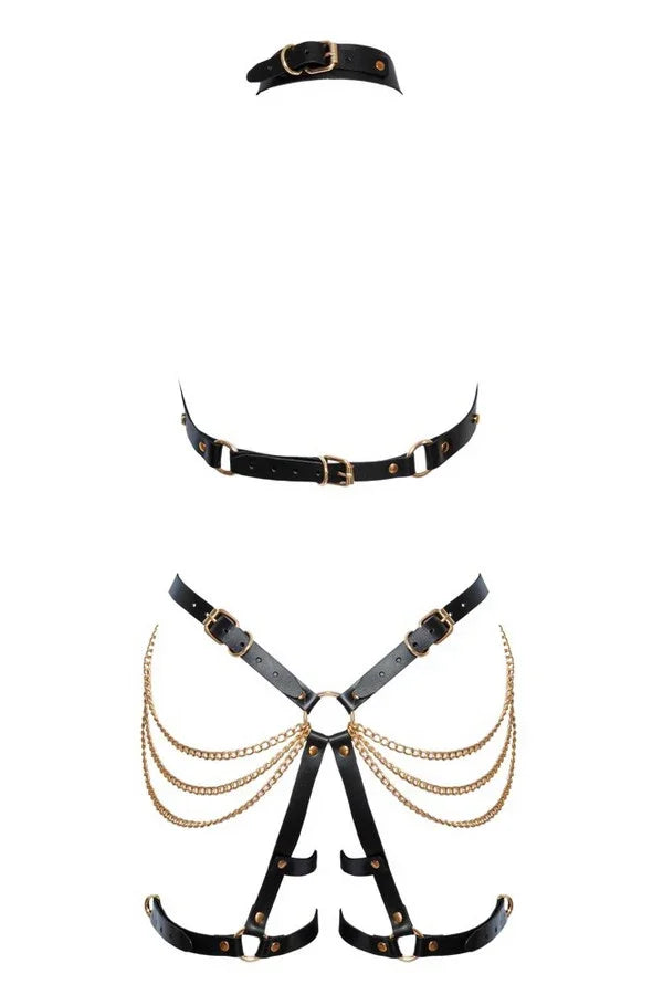 Harnais en cuir & chaines par Zado
