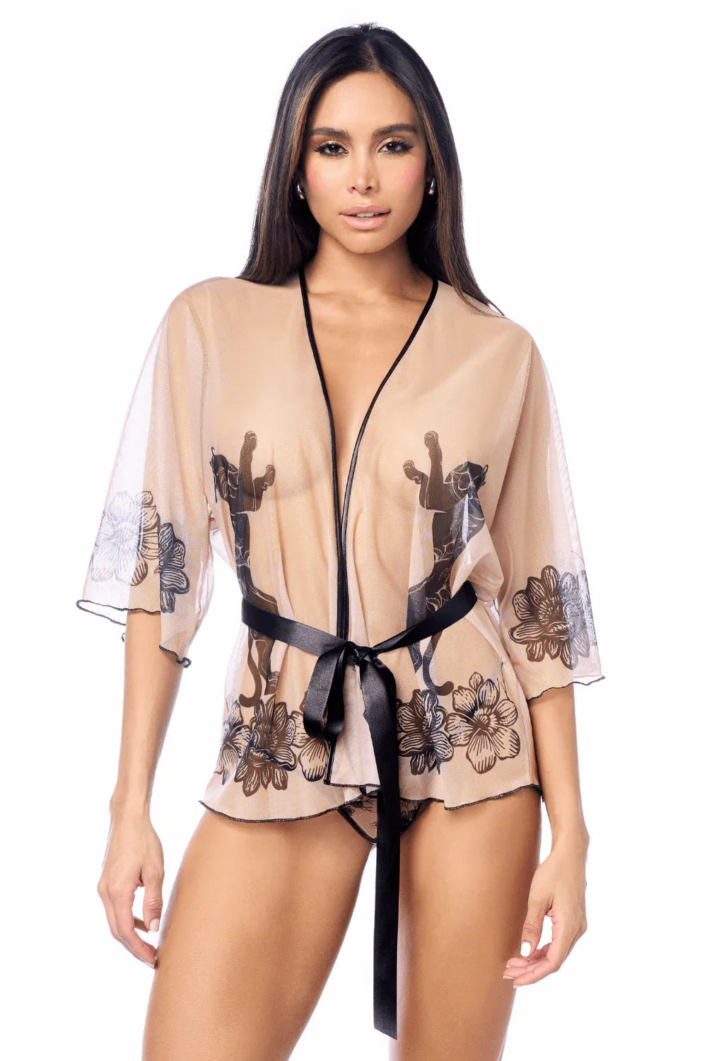 Kimono à résille imprimée par Mapalé lingerie