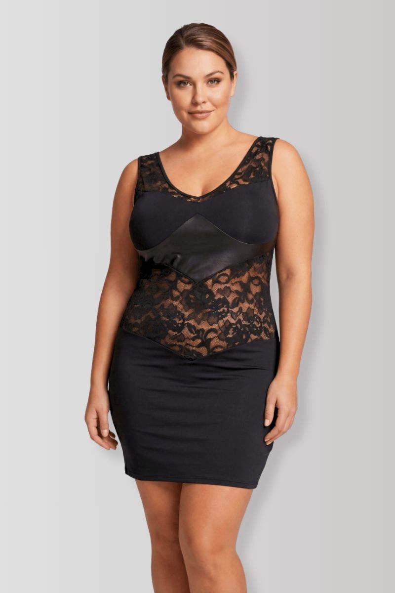 Wetlook-Spitzen-Minikleid