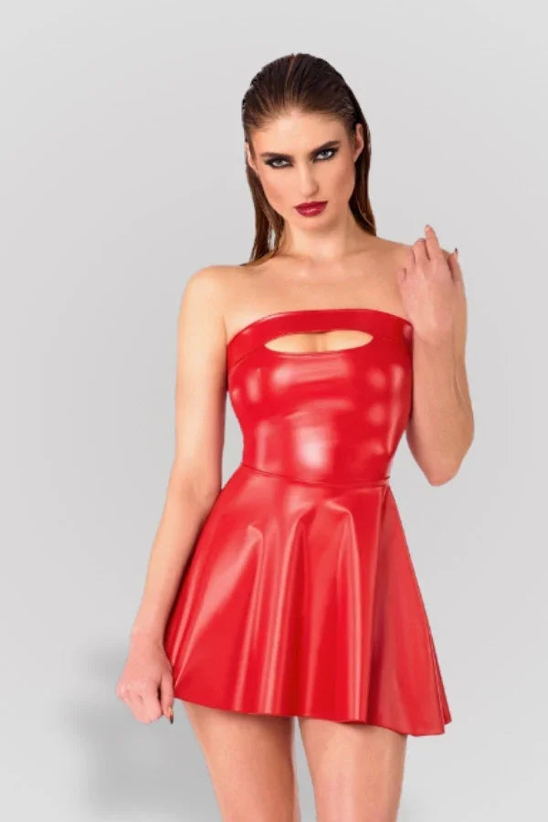 Robe patineuse wetlook rouge Ligne Privée par Noir Handmade