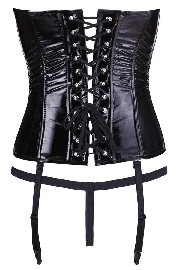 Corset vinyle noir par Black Level