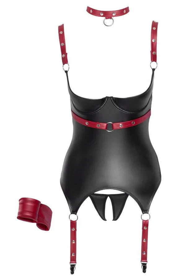 Guêpière wetlook ouverte par Cottelli lingerie