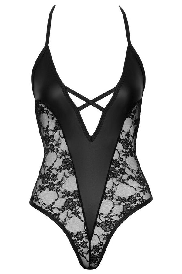 schwarzer Schlangenleder-Body