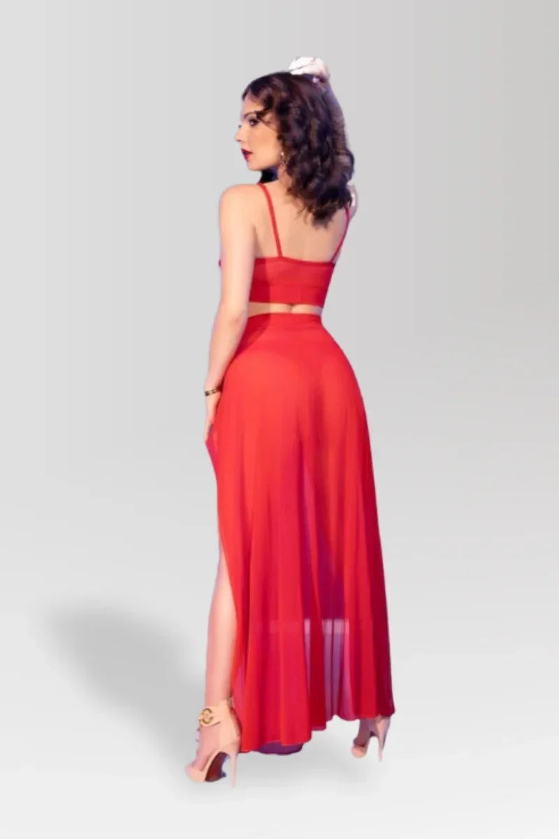 Rotes Oberteil- und Rockset CR4850