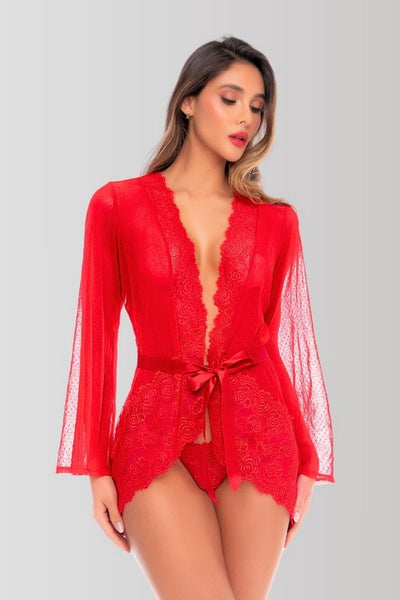 Kimono aus Punktmesh und Spitze