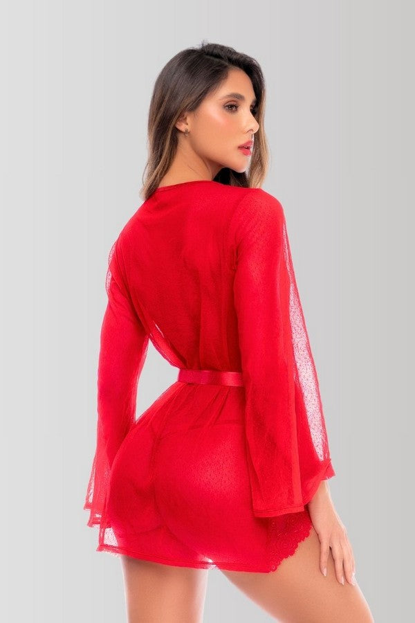 Kimono aus Punktmesh und Spitze
