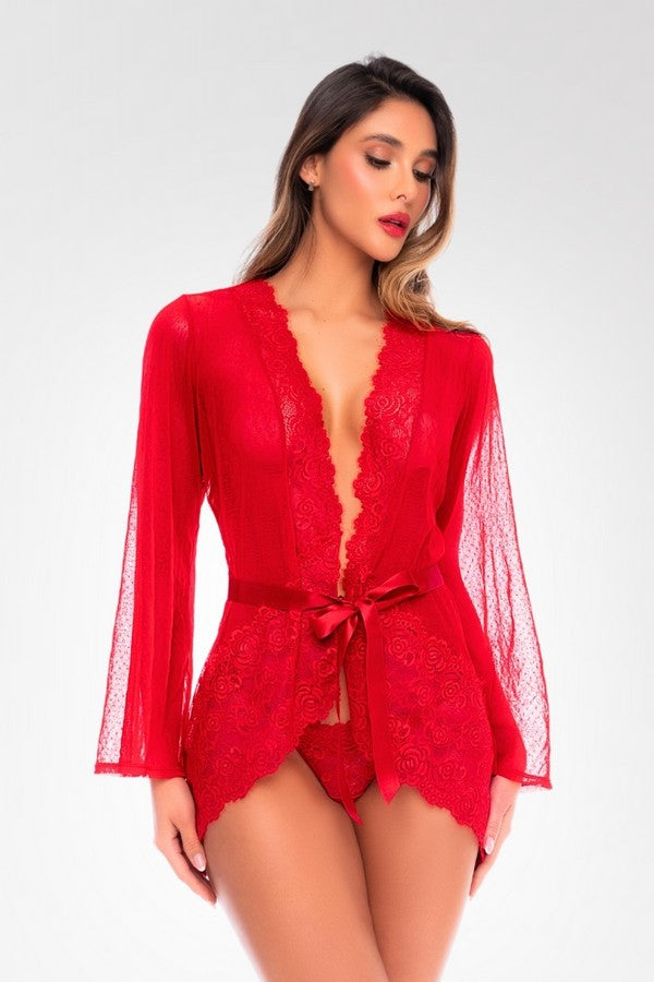 Kimono aus Punktmesh und Spitze