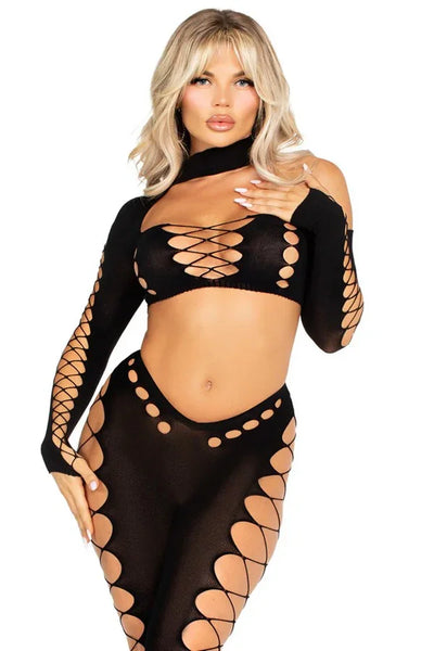 Tenue crop-top + legging sans couture par Leg Avenue