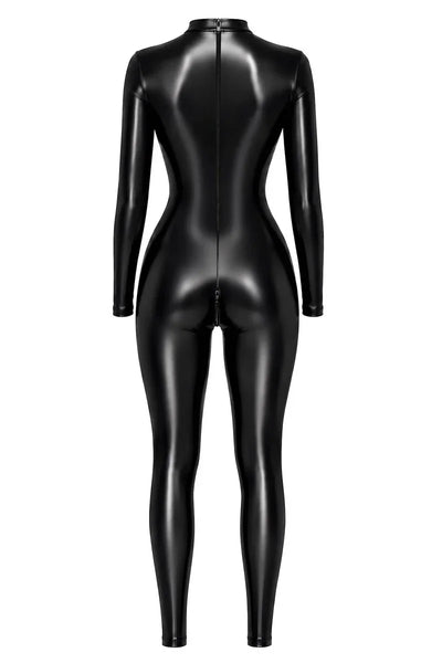 Schwarzer Wetlook-Catsuit F400