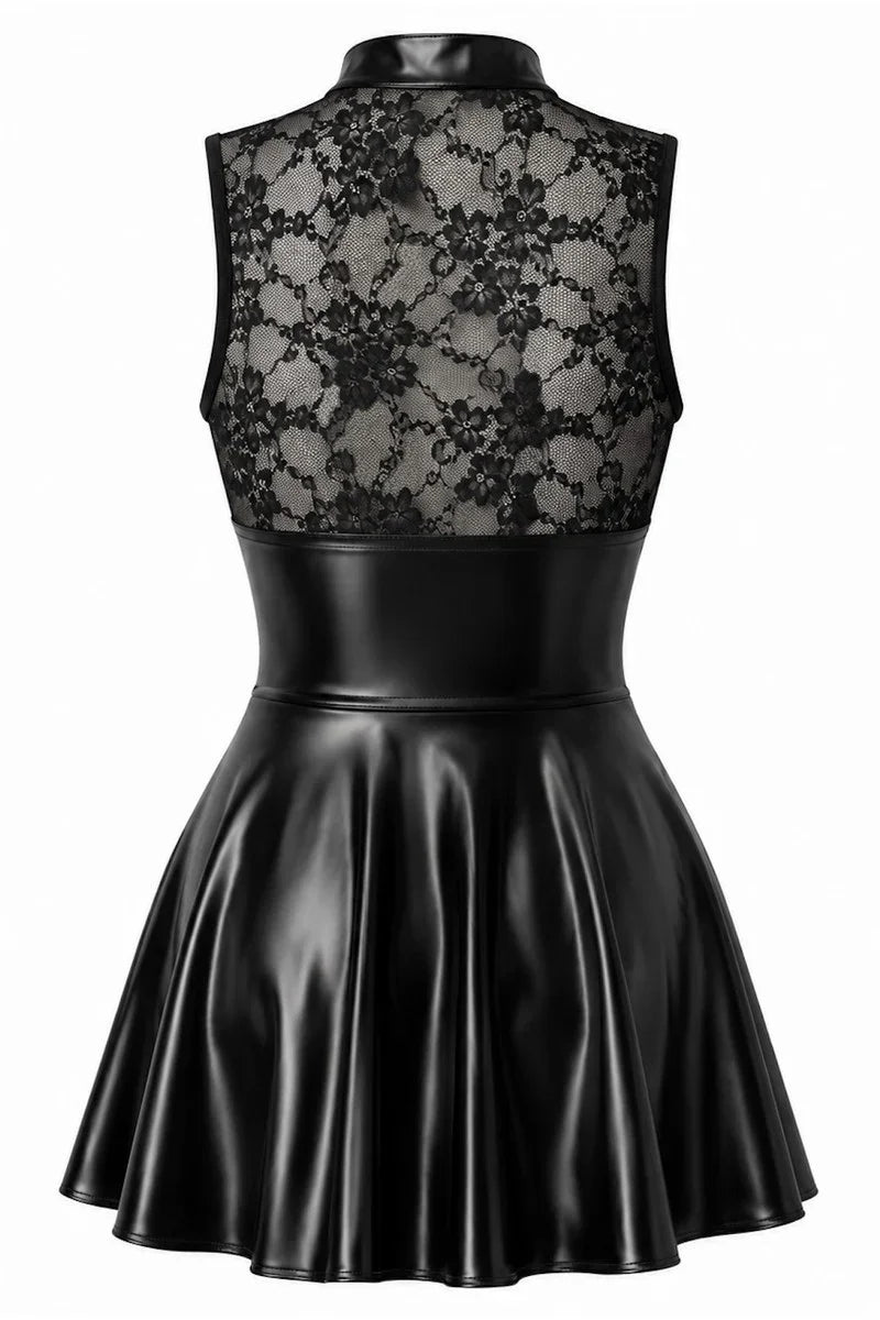 Spitzen-Wetlook-Minikleid F404