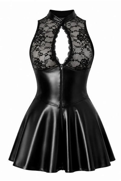 Spitzen-Wetlook-Minikleid F404