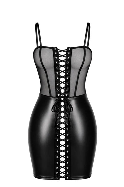 Schwarzes Schnür-Minikleid F409