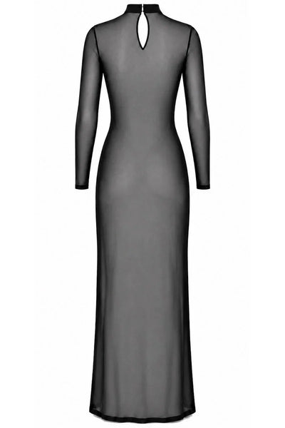 Schwarzes Schnür-Maxikleid F410