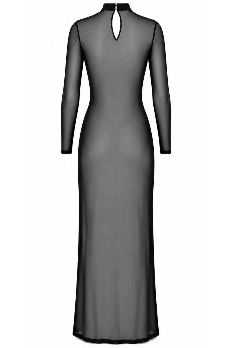 Schwarzes Schnür-Maxikleid F410