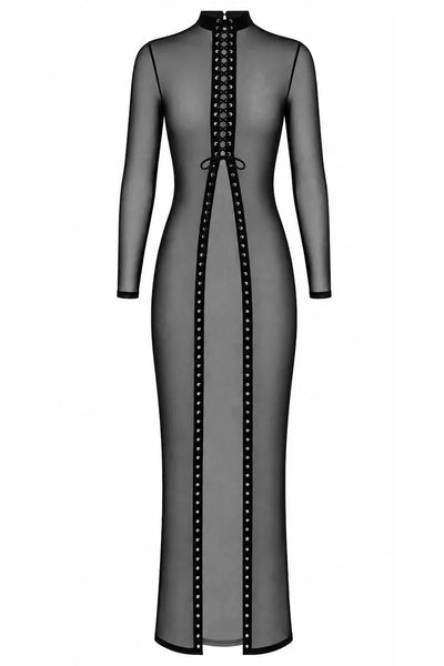 Schwarzes Schnür-Maxikleid F410