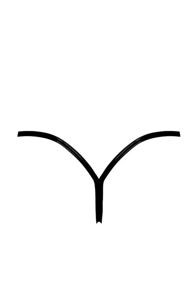 Schwarzer Schnür-String F413
