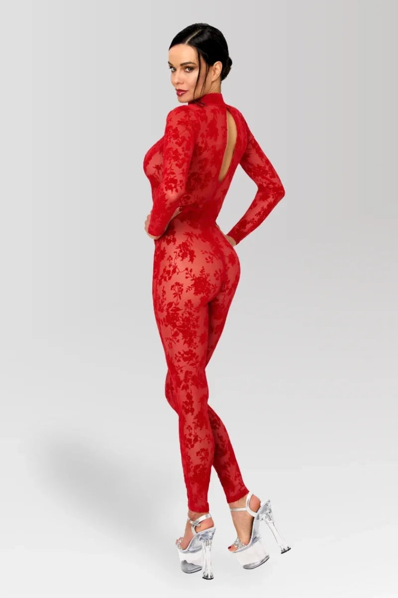 Roter Netz-Catsuit F414