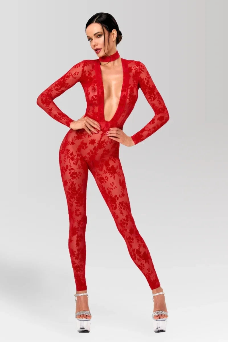 Roter Netz-Catsuit F414