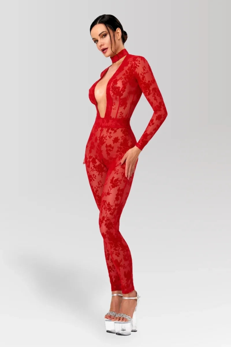 Roter Netz-Catsuit F414