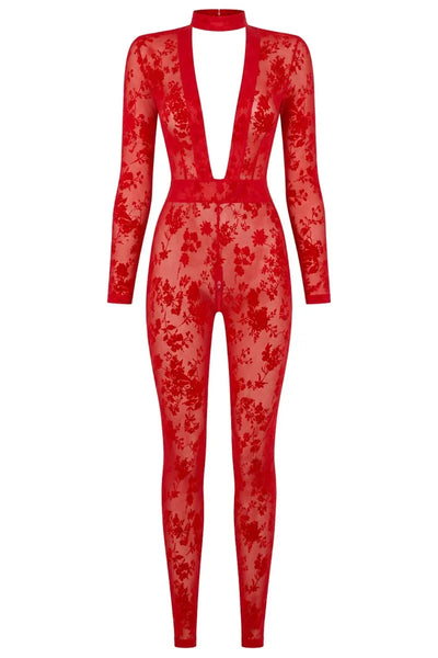 Roter Netz-Catsuit F414