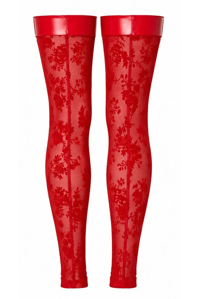 Rote Blumen-Netzstrümpfe F417
