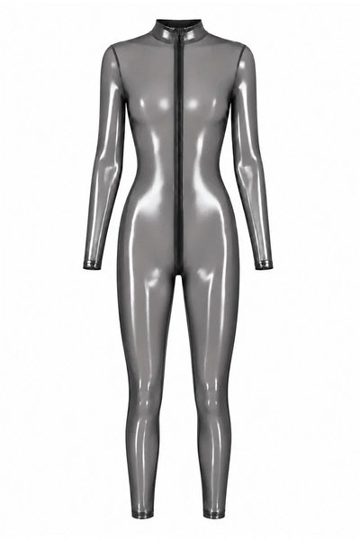 Silberner Metallic-Catsuit F429
