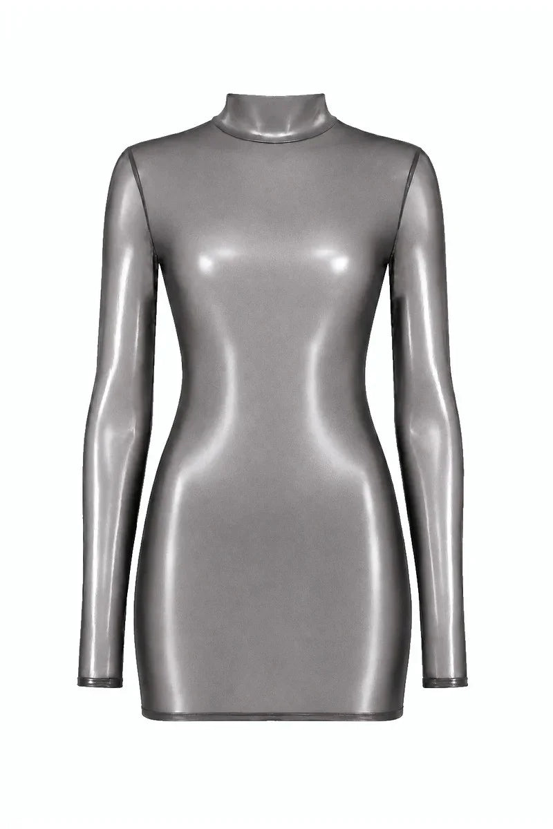 Metallic rückenfreies Minikleid F431