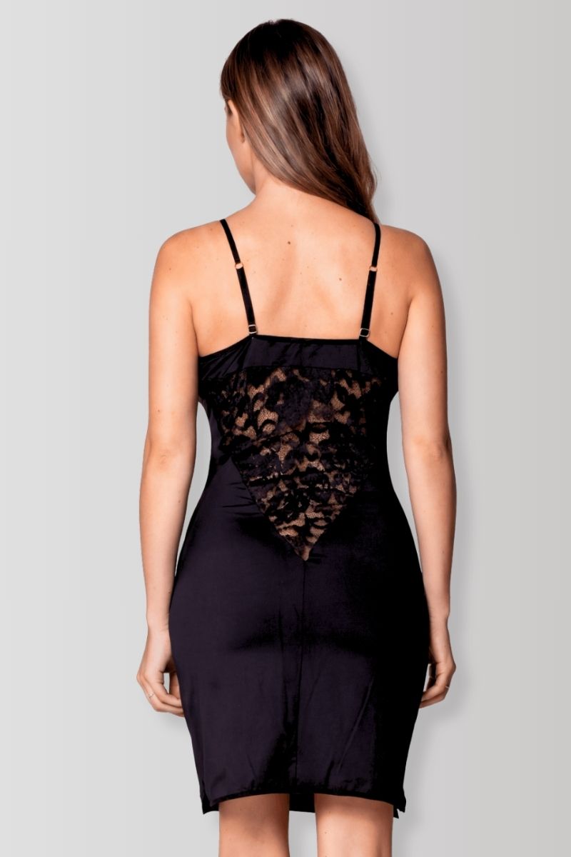 Schwarzes Satin-Cocktailkleid