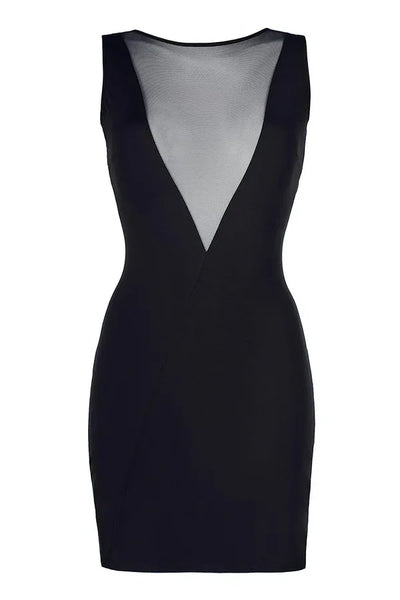 Robe moulante noire V-9209 par Axami