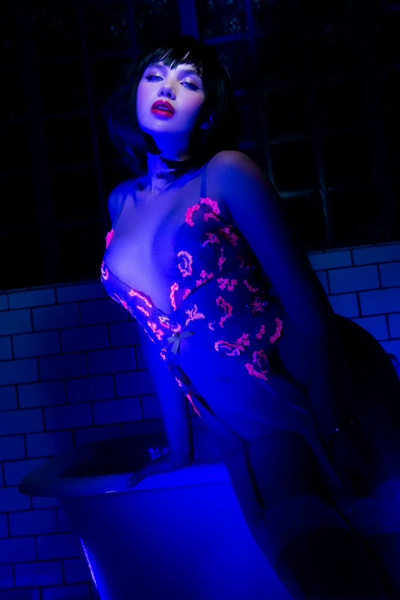 Body jarretelles brodé par Mapalé lingerie