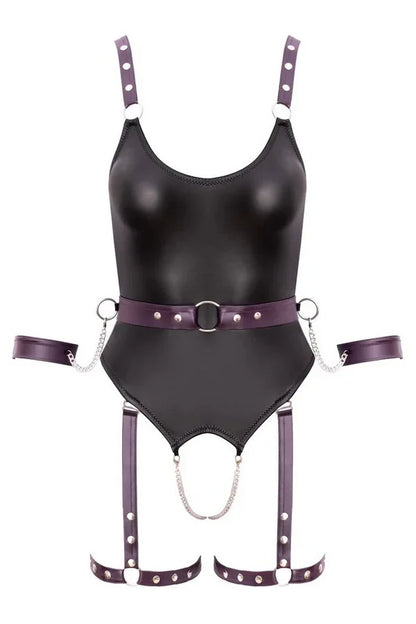 Body wetlook noir & liens par Cottelli lingerie