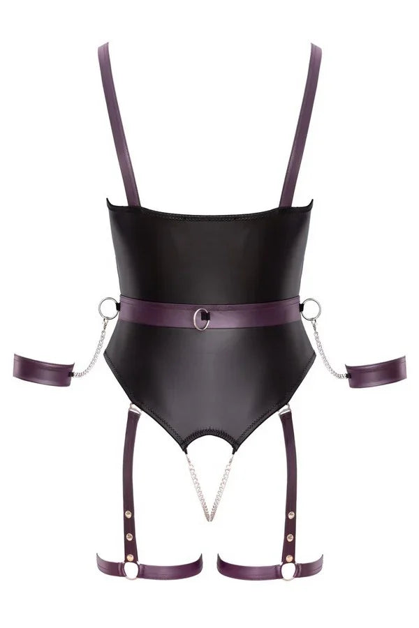 Body wetlook noir & liens par Cottelli lingerie