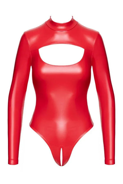 Body wetlook rouge Ligne Privée par Noir Handmade