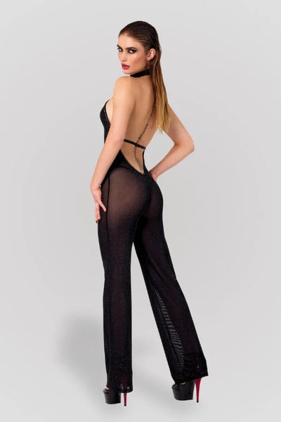 Combinaison résille dos-nu Ligne Privée par Noir Handmade