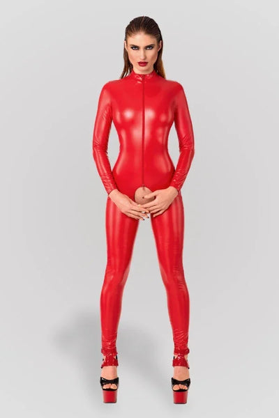 Combinaison wetlook rouge Ligne Privée par Noir Handmade
