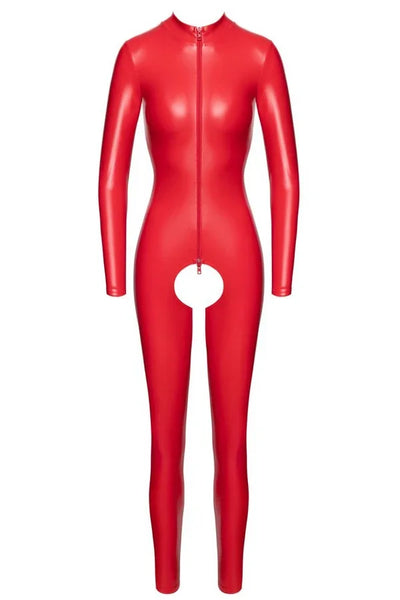 Combinaison wetlook rouge Ligne Privée par Noir Handmade