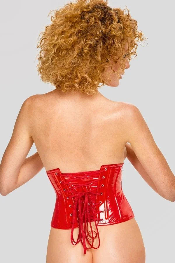 Corset ouvert vinyle rouge par Black Level