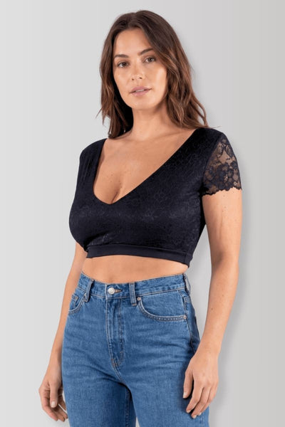 Schwarzes wendbares Crop-Top