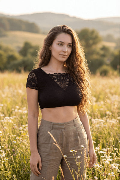Schwarzes wendbares Crop-Top