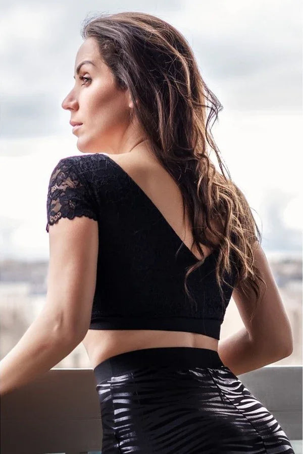 Crop-top réversible noir par Be Lily