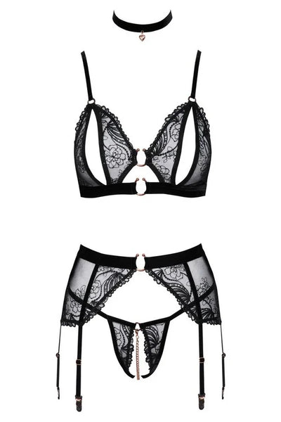 3 pièces jarretelles par Abierta Fina