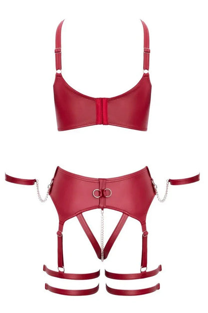 Ensemble harnais vinyle rouge par Cottelli lingerie