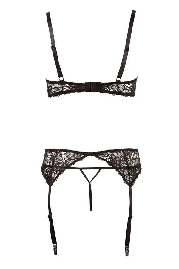 Ensemble ouvert jarretelles noir par Abierta Fina